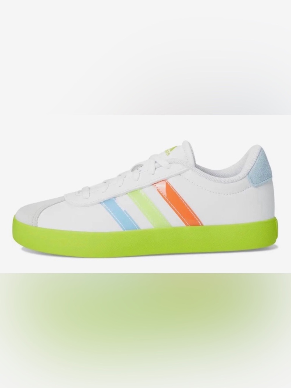 NIB [Adidas] VL Court 3.0 K Skateboard Tennis Shoes Sneakers Neon Youth 5 / W 6 - Picture 2 of 14